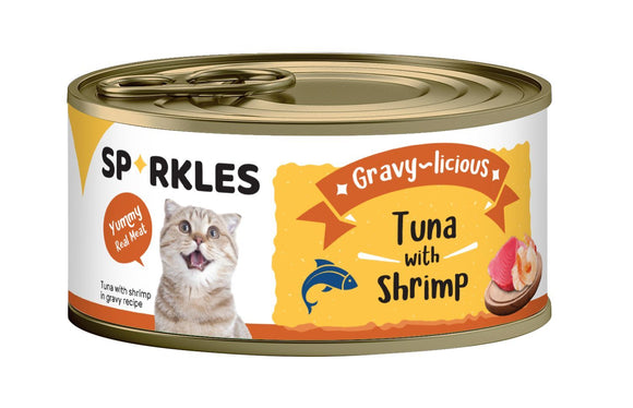 [1ctn=24cans] Sparkles Gravy-licious Tuna With Shrimp Canned Cat Food (80g x 24)