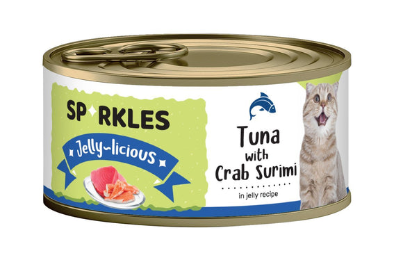 [1ctn=24cans] Sparkles Jelly-licious Tuna With Crab Surimi Canned Cat Food (80g x 24)