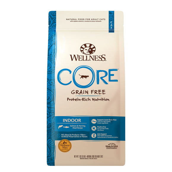 Wellness Core Grain Free Indoor (Salmon & Herring Meal) Dry Food for Cats (3 sizes)