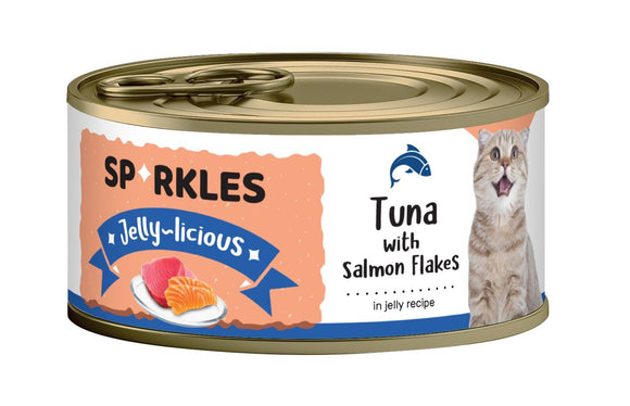 [1ctn=24cans] Sparkles Jelly-licious Tuna With Salmon Flakes Canned Cat Food (80g x 24)