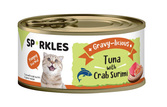 [1ctn=24cans] Sparkles Gravy-licious Tuna With Crab Surimi Canned Cat Food (80g x 24)