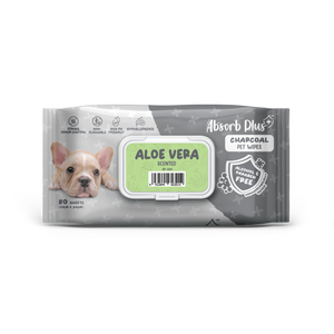 Absorb Plus Charcoal Pet Wipes (Aloe Vera) 80pcs