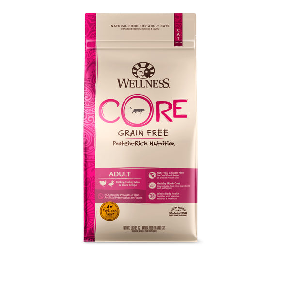 Wellness Core Grain Free Turkey, Turkey Meal & Duck Dry Food for Adult Cat (2 sizes)