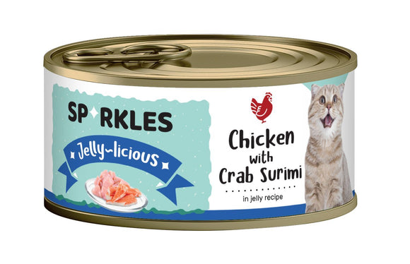 [1ctn=24cans] Sparkles Jelly-licious Chicken With Crab Surimi Canned Cat Food (80g x 24)