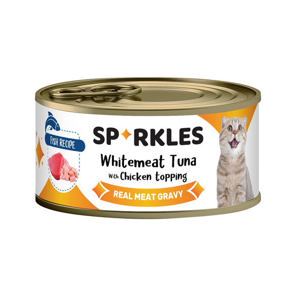 [1ctn=24cans] Sparkles Colours Whitemeat Tuna & Chicken Topping Canned Cat Food (70g x 24)