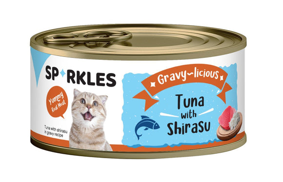 [1ctn=24cans] Sparkles Gravy-licious Tuna With Shirasu Canned Cat Food (80g x 24)