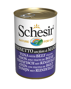 Schesir Can in Jelly/Water (Tuna with Beef Fillets) for Cats (140g)