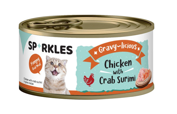 [1ctn=24cans] Sparkles Gravy-licious Chicken With Crab Surimi Canned Cat Food (80g x 24)