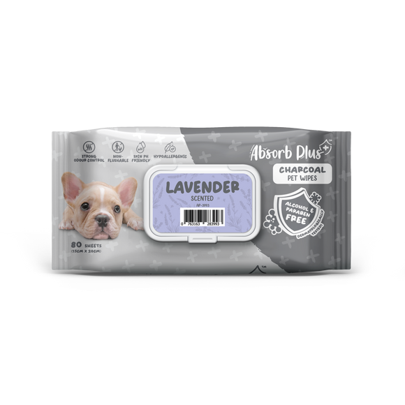 Absorb Plus Charcoal Pet Wipes (Lavender) 80pcs
