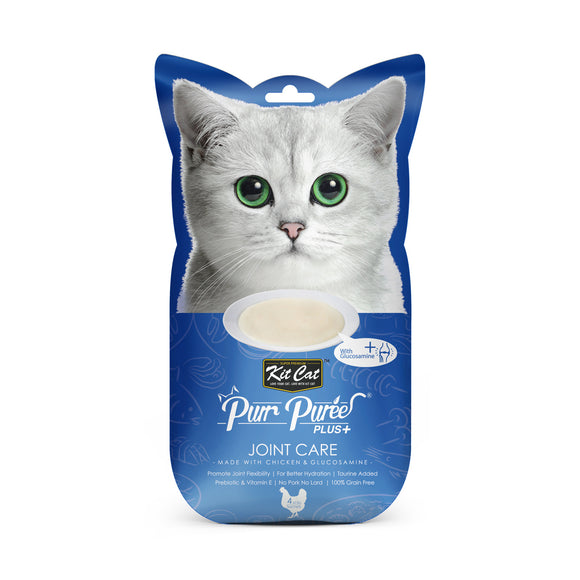 Kit Cat Purr Puree Plus+ Joint Care Treats for Cats (Chicken & Glucosamine) 4 x 15g sachets