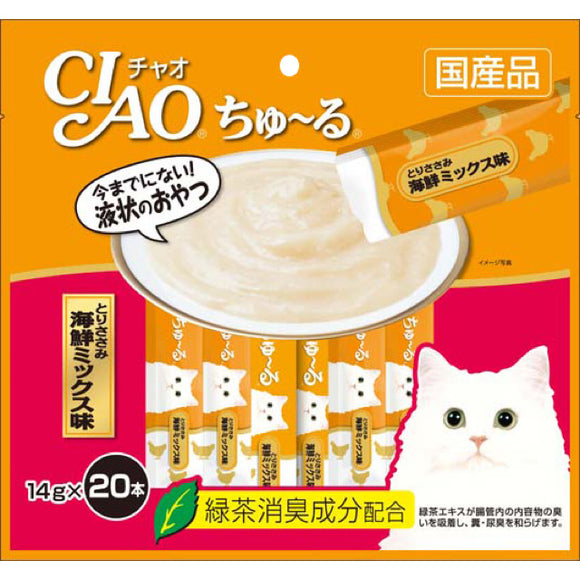 [CIS128] CIAO Chu-Ru Chicken Fillet Seafood Mix Treats for Cats (14gx20pcs)