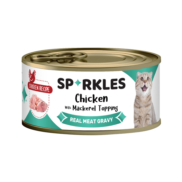 [1ctn=24cans] Sparkles Colours Chicken With Mackerel Topping Canned Cat Food (70g x 24)