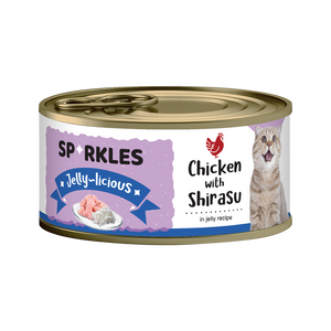 [1ctn=24cans] Sparkles Jelly-licious Chicken With Shirasu Canned Cat Food (80g x 24)