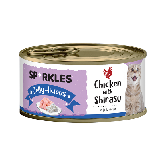 [1ctn=24cans] Sparkles Jelly-licious Chicken With Shirasu Canned Cat Food (80g x 24)