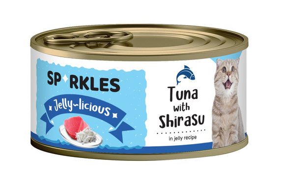 [1ctn=24cans] Sparkles Jelly-licious Tuna With Shirasu Canned Cat Food (80g x 24)