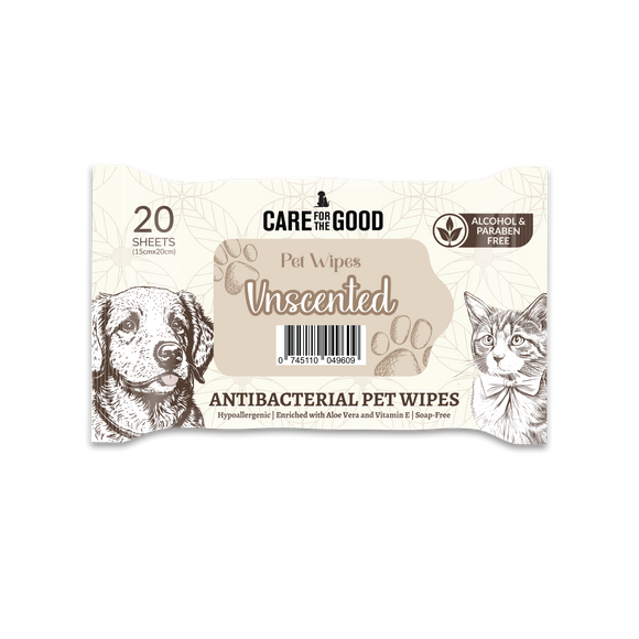 [Bundle of 10] Care For The Good Antibacterial Pet Wipes - Unscented, 20pcs