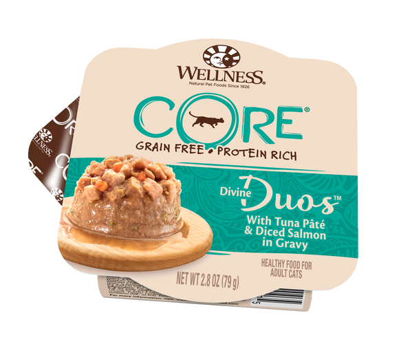 Wellness Core Signature Select Grain Free Divine Duos with Tuna Pate & Diced Salmon in Gravy Wet Food for Cats (2.8oz)