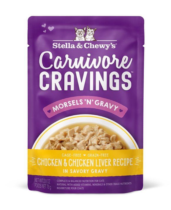 Stella & Chewy’s Carnivore Cravings Morsels 'N' Gravy Chicken & Chicken Liver Pouch for Cats (2.8oz)
