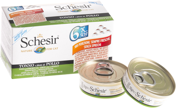 Schesir Multipack Tuna & Chicken Fillets Canned food for Cats (6x50g)
