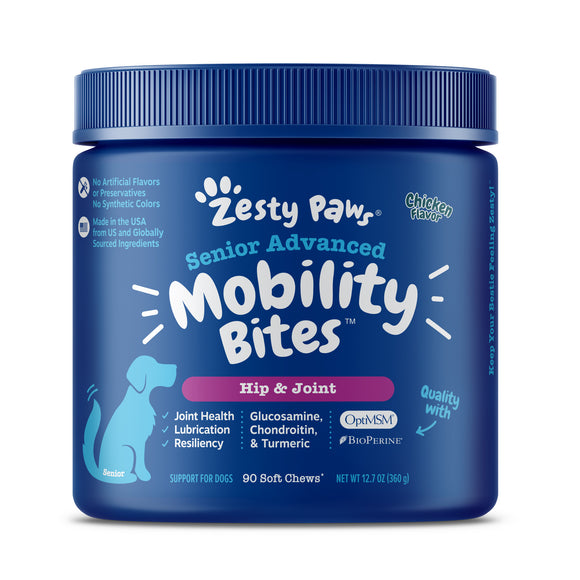 Zesty Paws Mobility Bites Chicken Flavor Hip & Joint for Dogs (90ct)