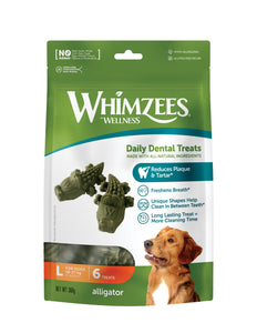 Whimzees Value Bag Alligator Dental Treats for Dogs (Large/6pcs)
