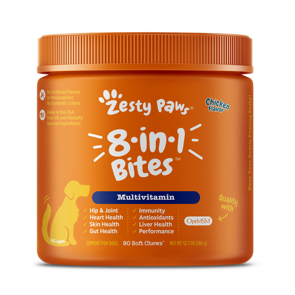 Zesty Paws 8-in-1 Bites Chicken Flavor Multivitamin for Dogs (90ct)