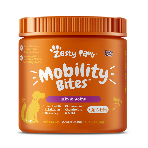 Zesty Paws Mobility Bites Duck Flavor Hip & Joint for Dogs (90ct)
