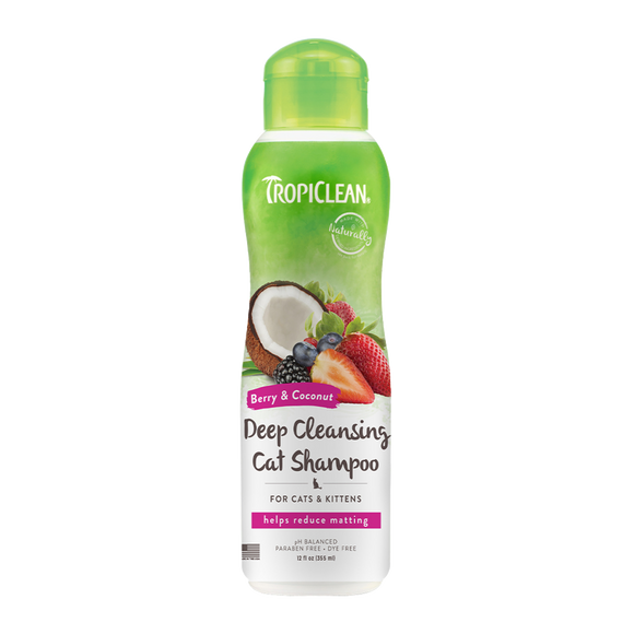 TropiClean Berry & Coconut Deep Cleansing Cat Shampoo [Volume: 12 fl.oz. (355ml)]