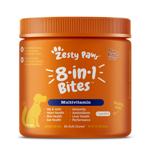 Zesty Paws 8-in-1 Bites Peanut Butter Flavor Multivitamin for Dogs (90ct)