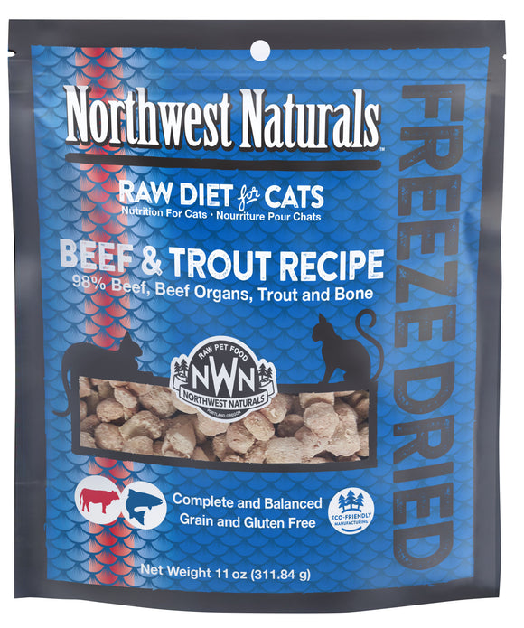 Northwest Naturals Beef & Trout Freeze Dried Raw Nibbles For Cats (11oz)