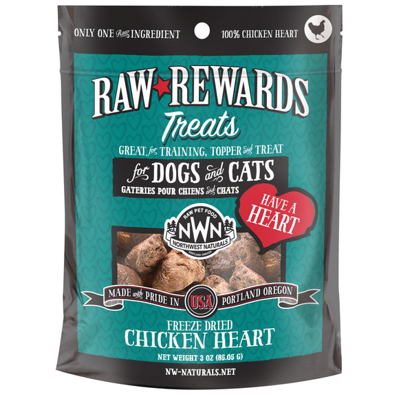 Northwest Naturals Dogs & Cats Raw Rewards Chicken Heart Treats (2 sizes)