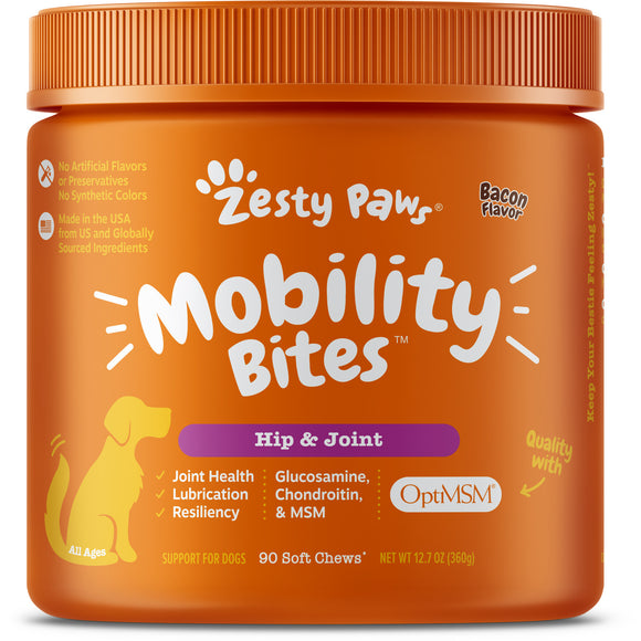 Zesty Paws Mobility Bites Bacon Flavor Hip & Joint for Dogs (90ct)