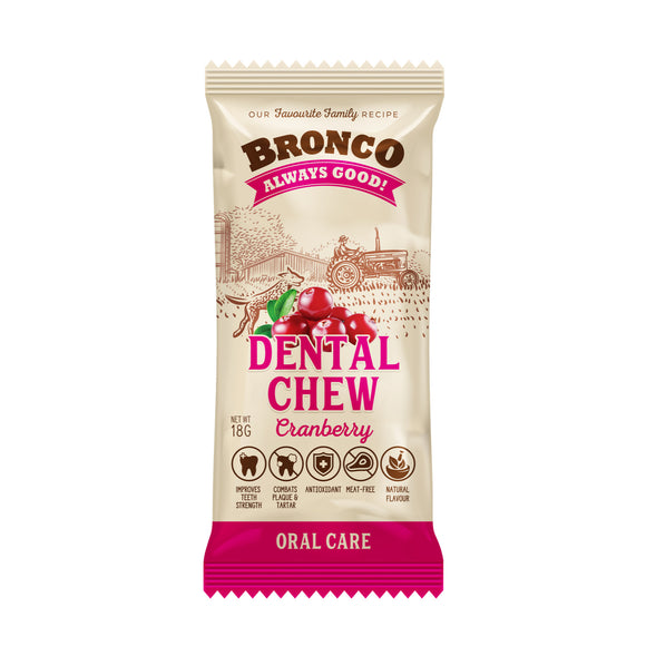 Bronco Dental Chew Cranberry for Dogs (18g)