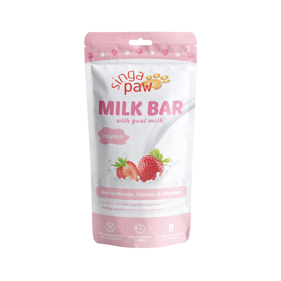 SingAPaw Milk Bar with Goat Milk (Strawberry) Chew for Dogs (2 sizes)