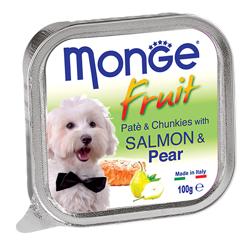 [1ctn=32pcs] Monge Pate & Chunkies with Salmon & Pear Dog Food (100g)