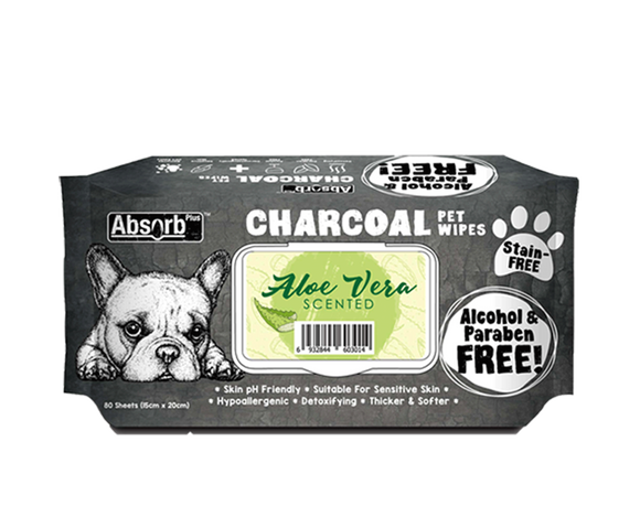 Absorb Plus Charcoal Pet Wipes (Aloe Vera) 80pcs