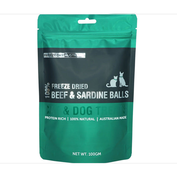Freeze Dry Australia Freeze-Dried Beef & Sardine Balls Treats for Dogs & Cats (100g)