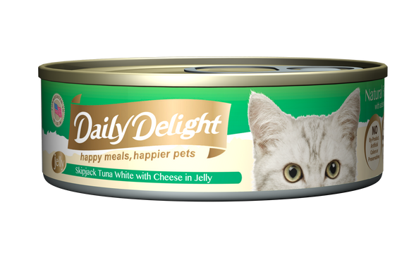[1carton=24cans] Daily Delight Skipjack Tuna White with Cheese in Jelly (80g)