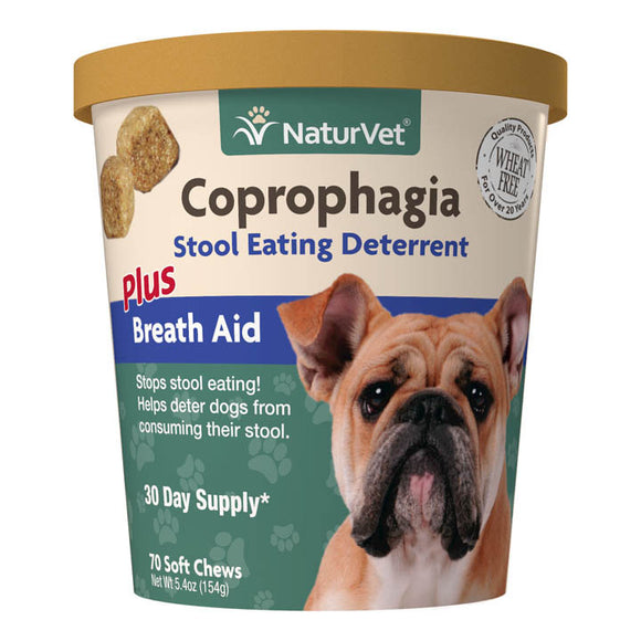 NaturVet Coprophagia Stool Eating Deterrent Plus Breath Aid Soft Chews (70ct/5.4oz/154g)