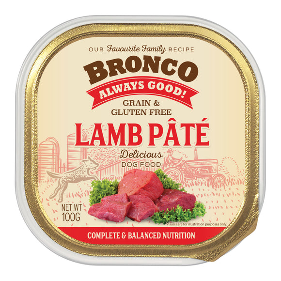 [1carton=16trays] Bronco Lamb Pate Tray Wet Food for Dogs (100g)