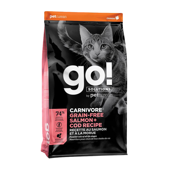 [GO-533] Petcurean Go! Carnivore Grain Free Salmon + Cod Recipes Dry Food for Cats (3lb)