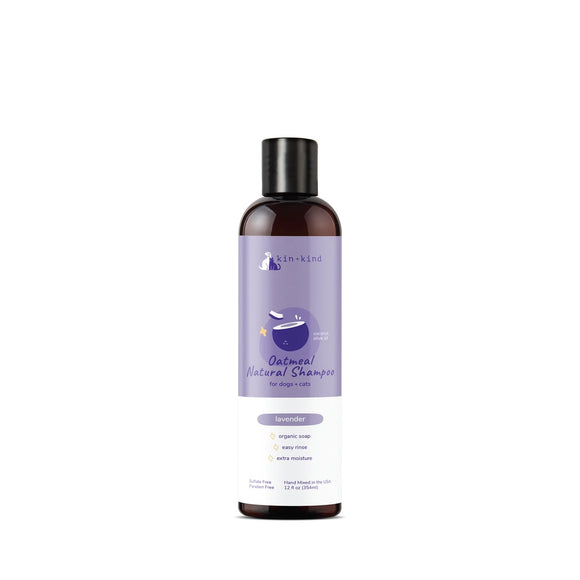 Kin+Kind Natural Shampoo - Oatmeal Lavender for Dogs & Cats (12oz)