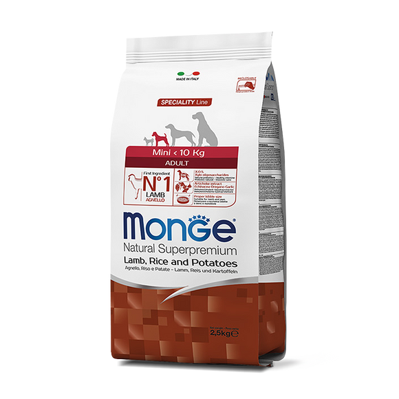 [MC-1549] Monge Natural Superpremium Mini Lamb, Rice & Potatoes Recipes Dry Food for Dogs (2.5kg)