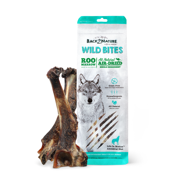 Back2Nature All Natural Air-Dried Wild Bites Treats for Dog (Roo Marrow)