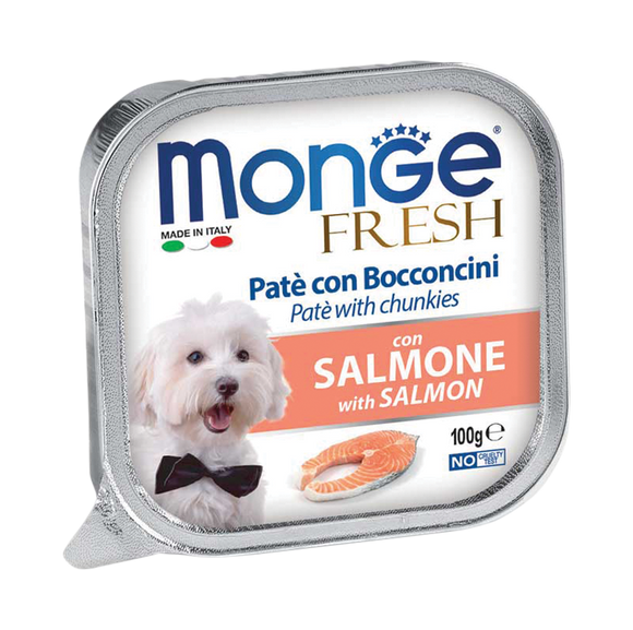 [1ctn=32pcs] Monge Fresh Pate & Chunkies Salmon Dog Food (100g)