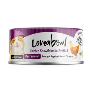[1ctn=24cans] Loveabowl Chicken Snowflakes in Broth with Barramundi Wet Canned Food for Cats
