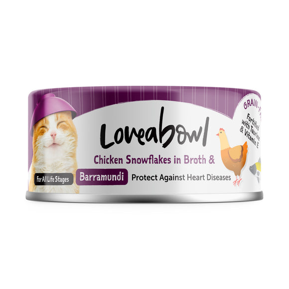 [1ctn=24cans] Loveabowl Chicken Snowflakes in Broth with Barramundi Wet Canned Food for Cats