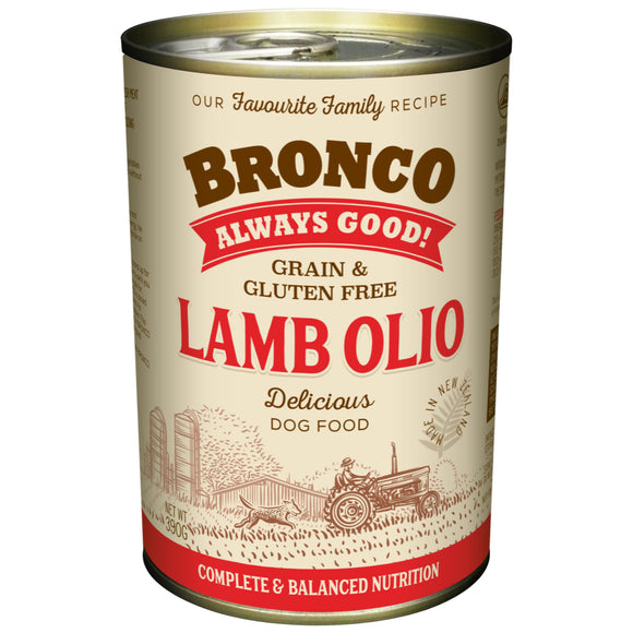 [1carton=12cans] Bronco Lamb Olio Wet Canned Food for Dog (390g)