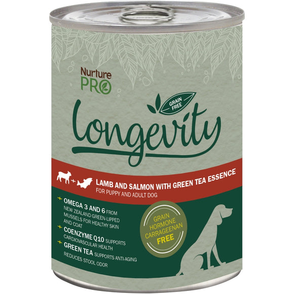 NurturePro Longevity Lamb and Salmon with Green Tea Essence Canned Food for Dogs (375g)