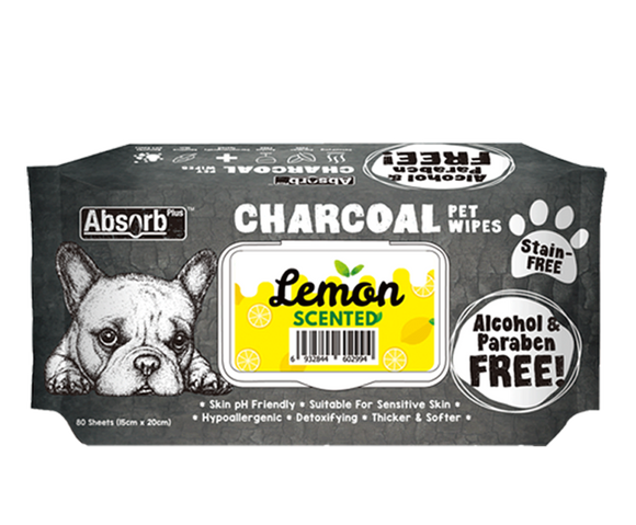 Absorb Plus Charcoal Pet Wipes (Lemon) 80pcs